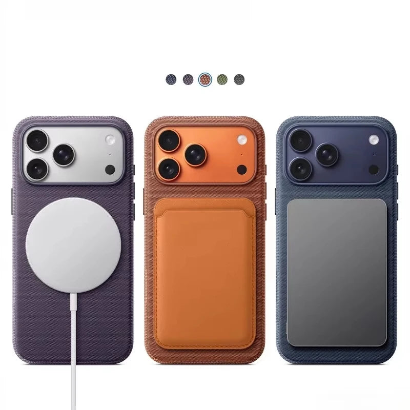 Coque MagSafe iPhone 17 / 17 Pro / 17 Pro Max – Tissée de luxe, charge sans fil
