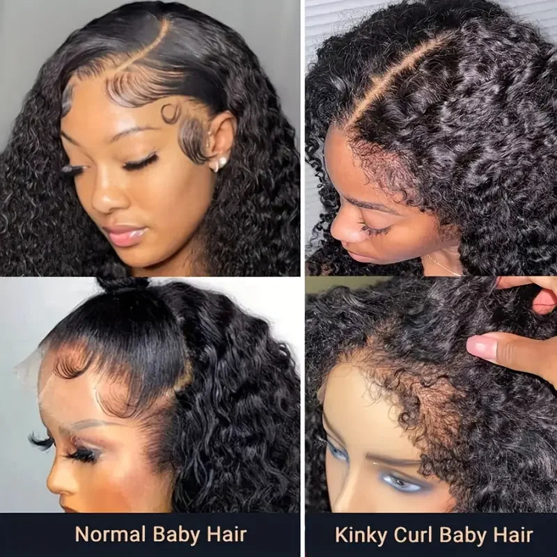220 % Perruque bob bouclée Cheveux humains 4C Bords crépus Perruque Bob courte Vague profonde Perruques 13x4 Bob Lace Frontal