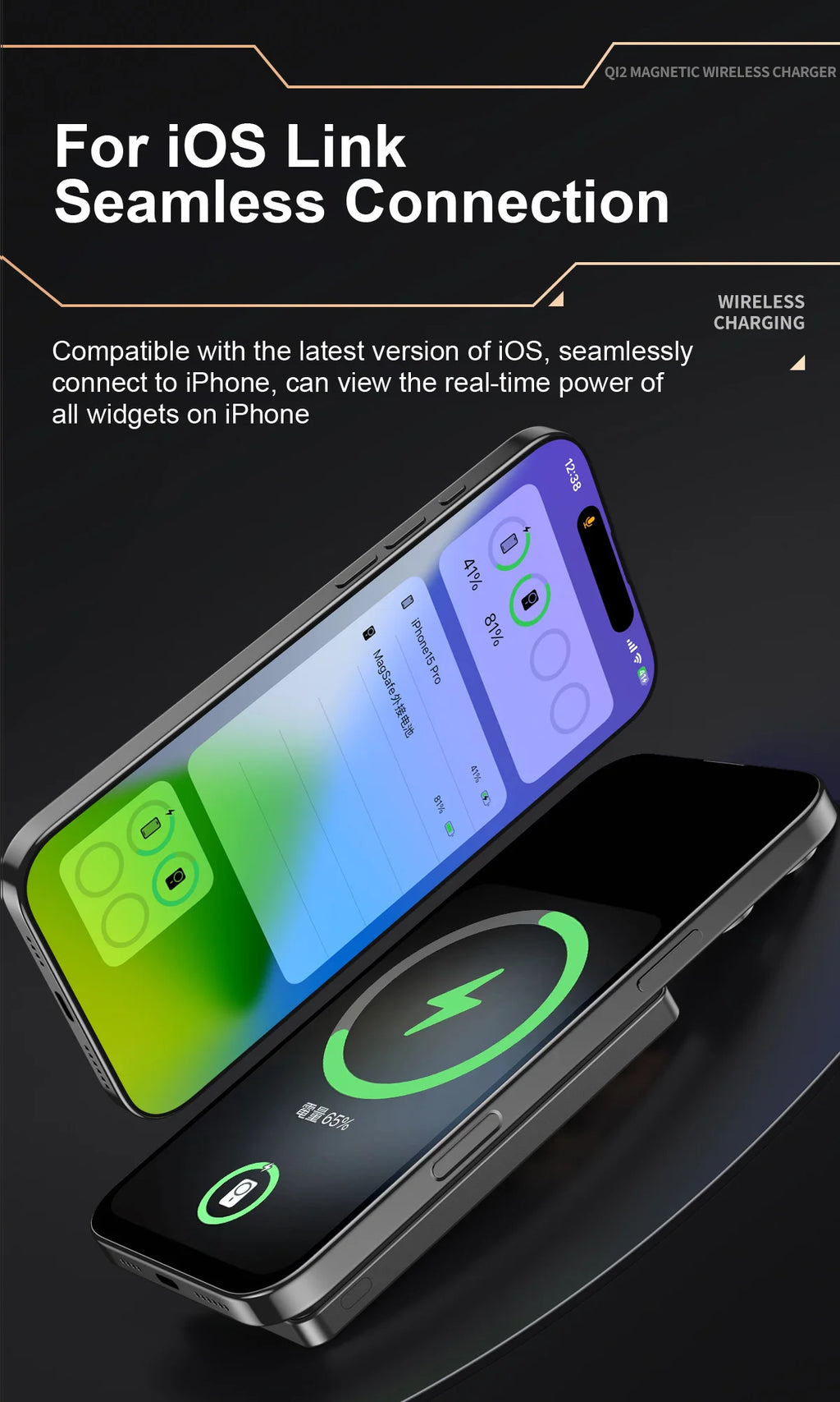 Batterie externe magnétique QI 2.1 avec charge rapide sans fil, portable, compatible iPhone 12 à 17 Pro, Apple Watch et AirPods, capacité 5000/10000 mAh.