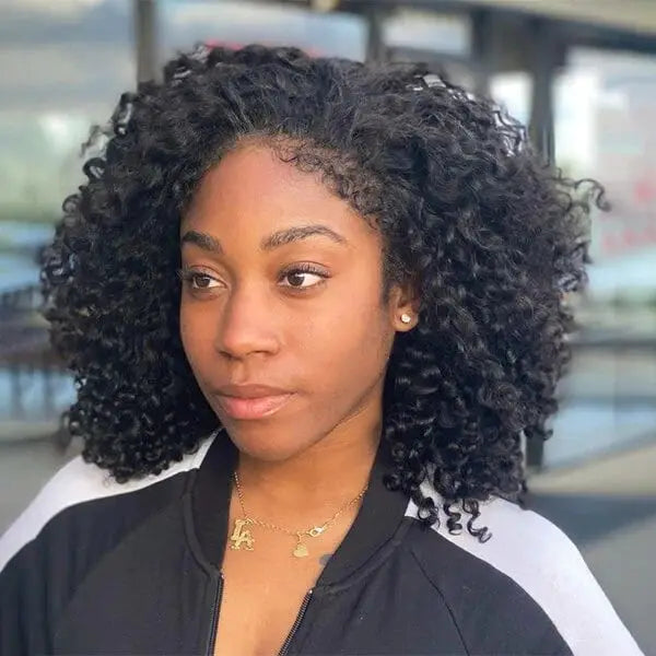 220 % Perruque bob bouclée Cheveux humains 4C Bords crépus Perruque Bob courte Vague profonde Perruques 13x4 Bob Lace Frontal