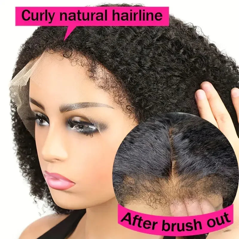 220 % Perruque bob bouclée Cheveux humains 4C Bords crépus Perruque Bob courte Vague profonde Perruques 13x4 Bob Lace Frontal
