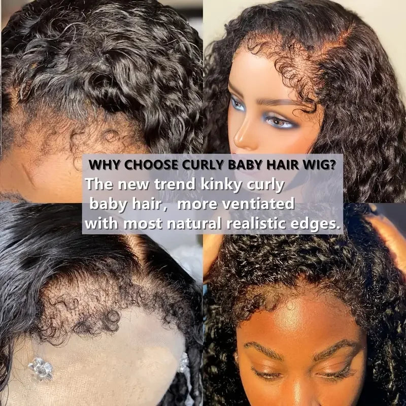 220 % Perruque bob bouclée Cheveux humains 4C Bords crépus Perruque Bob courte Vague profonde Perruques 13x4 Bob Lace Frontal