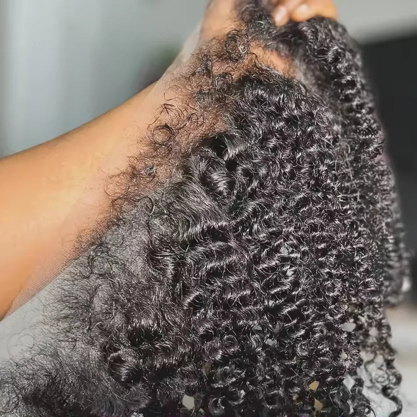 220 % Perruque bob bouclée Cheveux humains 4C Bords crépus Perruque Bob courte Vague profonde Perruques 13x4 Bob Lace Frontal