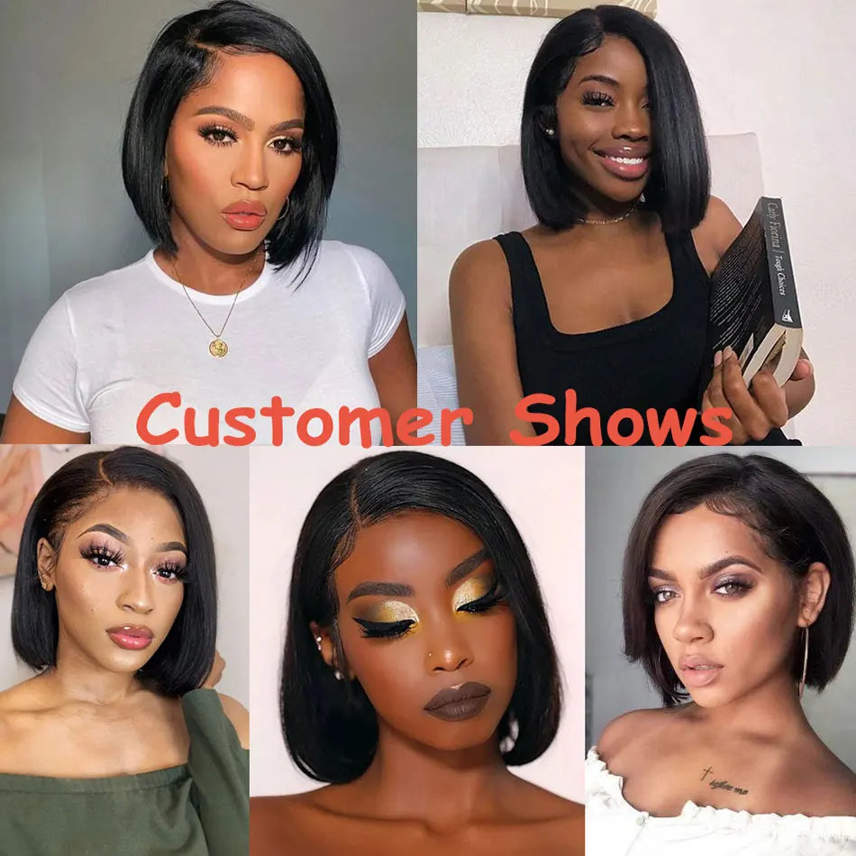 100 % Cheveux Humains 13X1 Court Pixie Cut Perruques Droites Bob HD Perruques Frontales En Dentelle Transparente Pour Femmes Noires 250Densité Perruque